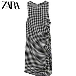 Zara Black and White Checkered Mini Dress
